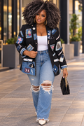 BLACK PINSTRIPE FAITH BLAZER - XL